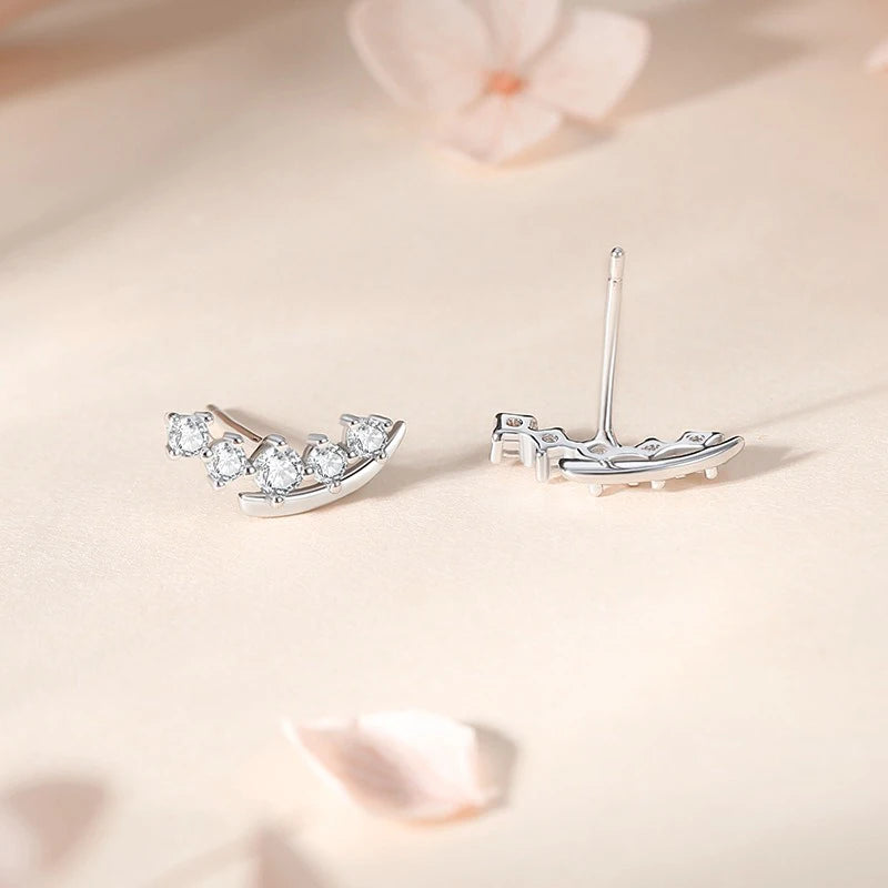 TrustDavis 925 Sterling Silver Women's Fashion Simple Five Round Zirconia Stud Earrings for Women Girls Jewelry Gift DS4291