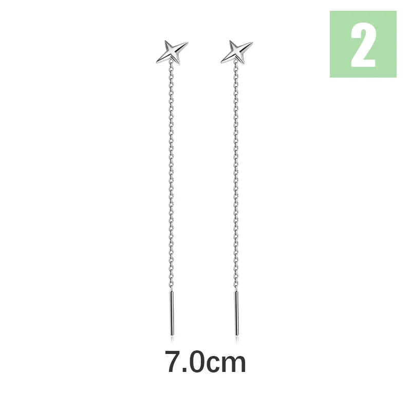 TrustDavis 925 Sterling Silver Ear Line Simple Geometric Drop Earring for Women Teens Wedding Party Fine Jewelry DS3934