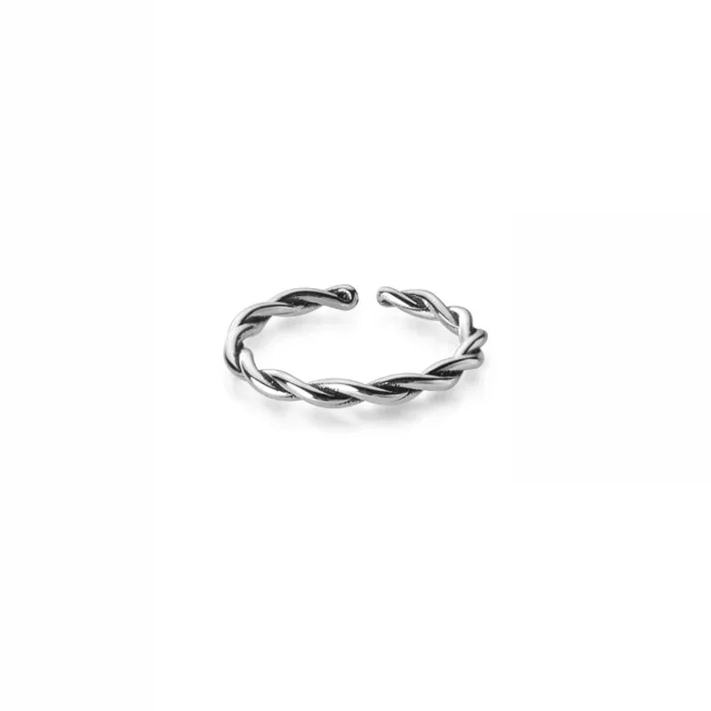 Thai Silver Cross Twist Opening Ring DA733
