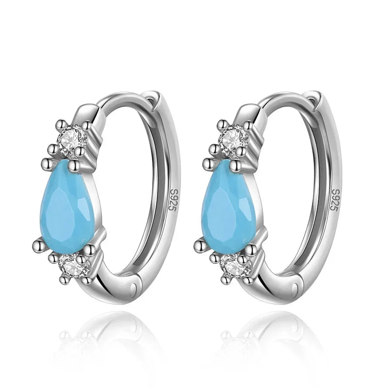 TrustDavis Real 925 Sterling Silver Water Drop Hoop Earrings For Women Wedding Christmas Gift Fine Dazzling CZ Jewelry DA2735