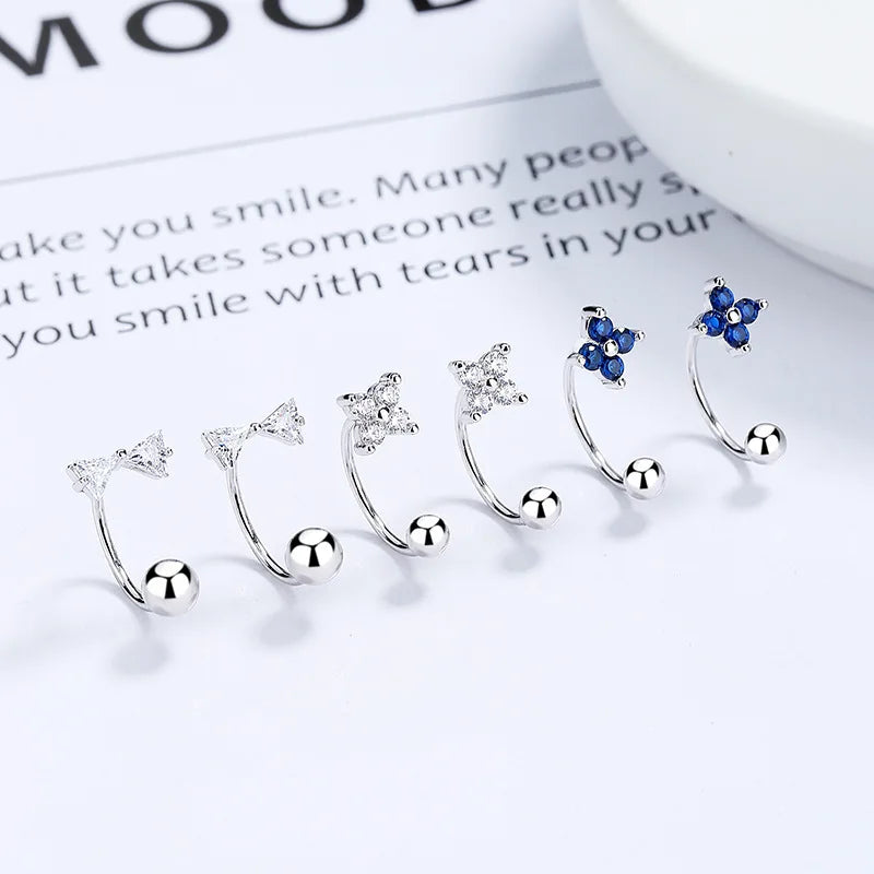 Flower Bowknot Beads Screw Stud Earrings DA2412