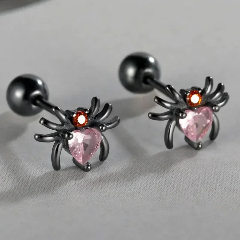 TrustDavis Real S925 Sterling Silver Women Fashion Spider CZ Stud Earrings For Daughter Girls Fine Jewelry Gift DA4173