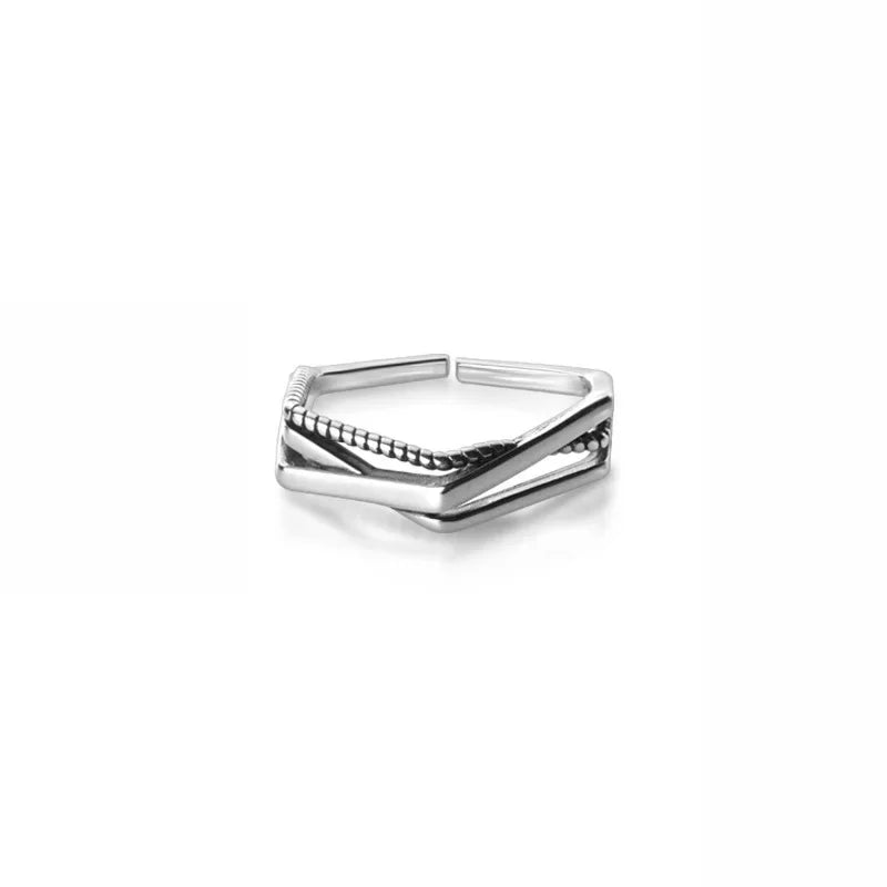 Thai Silver Cross Twist Opening Ring DA733