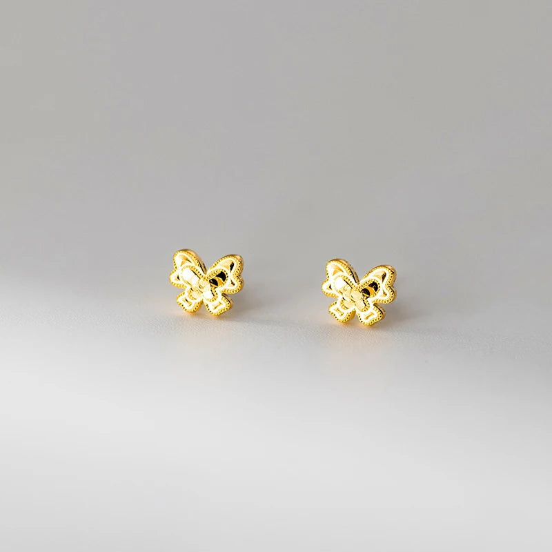 TrustDavis Real 925 Sterling Silver Fashion Sweet Butterfly Stud Earrings for Women Wedding Valentine's Day Fine Jewelry DS4176