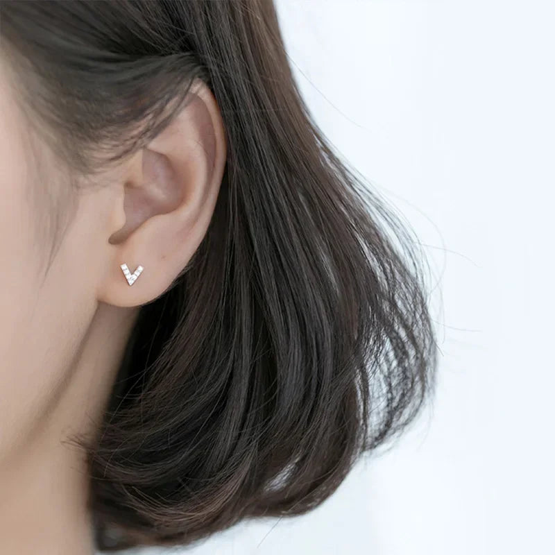 TrustDavis 100% 925 Sterling Silver Stud Earrings CZ Stone Birthday Gift For Women Korean Jewelry Accessory Party Gift DA1416