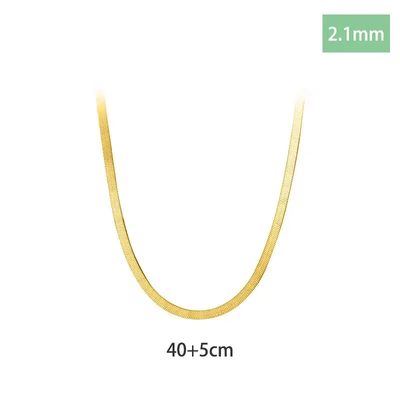 TrustDavis 925 Sterling Silver Simple Snake Chain Clavicle Charming Necklace for Women Fashion Korean Necklace Jewelry DA3222
