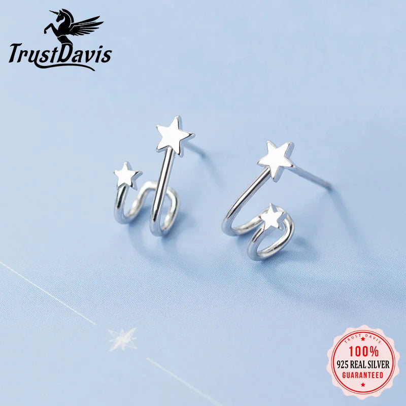 Sweet Double Stars Charm Stud Earrings DS105