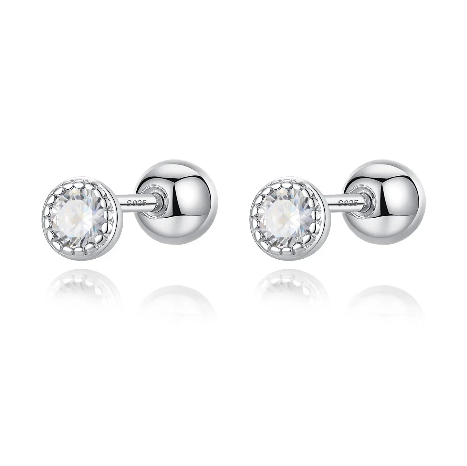 TrustDavis Real 925 Sterling Silver Round Colour CZ Screw Stud Earrings For Women Children Baby Girls Minimalist Jewelry DB1426