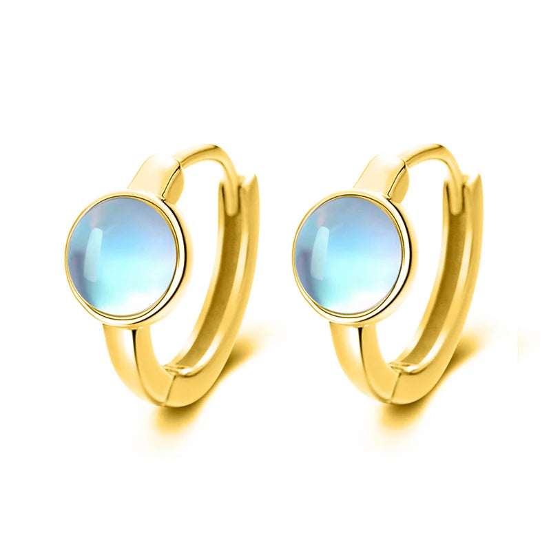 Moon Stone Hearts Round Hoop Earrings DS3602