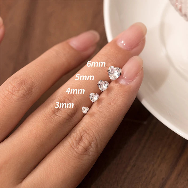 TrustDavis 925 Sterling Silver Simple and Stylish Heart Shape Cz Stud Earrings Gift for Women Fine Jewelry for Her DS4168