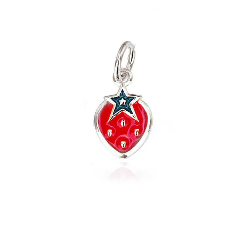 TrustDavis Real 925 Sterling Silver Cute Strawberry Charm Pendant Handmade DIY Accessories Fine Jewelry Wholesale DZ1711