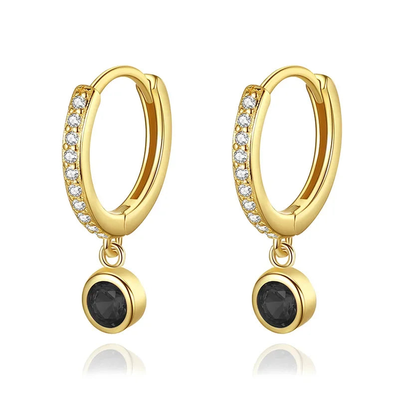 Trustdavis Real 925 Sterling Silver Round Pendant Hoop Earrings For Women Wedding Party Fine Colour Dazzling Jewelry DA2739