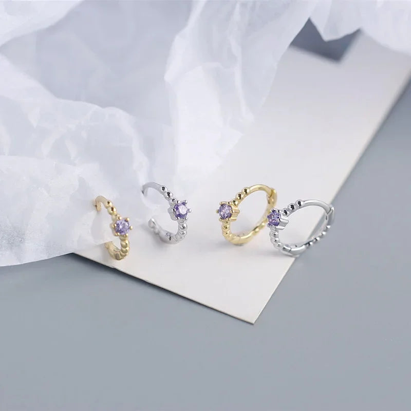 Trustdavis Real 925 Sterling Silver Fashion Colorful Zircon Charming Small Earrings For Women Rock Unisex Party Jewelry DA2645