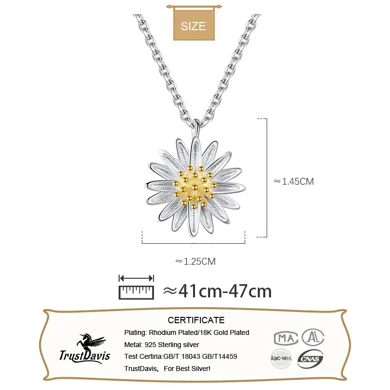 Trustdavis 925 Sterling Silver Chrysanthemum Earring Necklace Bracelet For Women Silver 925 Jewelry DA445