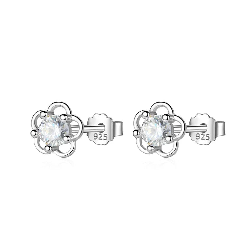 TrustDavis Real 925 Sterling Silver Romantic Hollow Flower Stud Earrings for Kids Women Geometric Birthday Jewelry DS3694