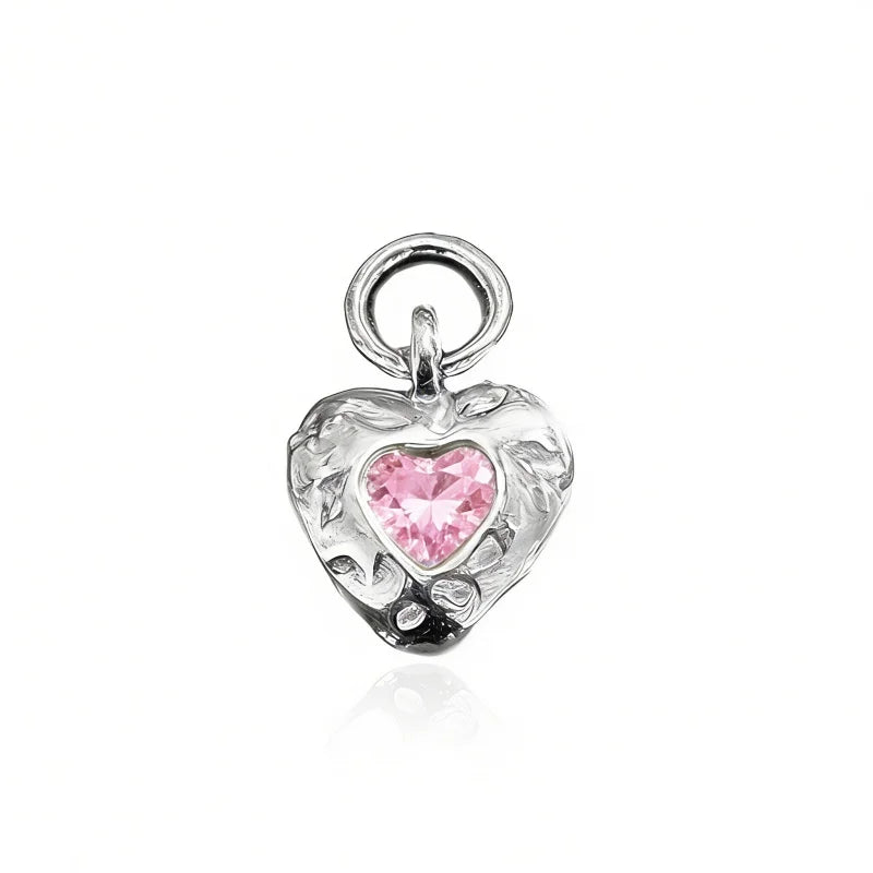 Textured Heart Charm Pendant DZ1886