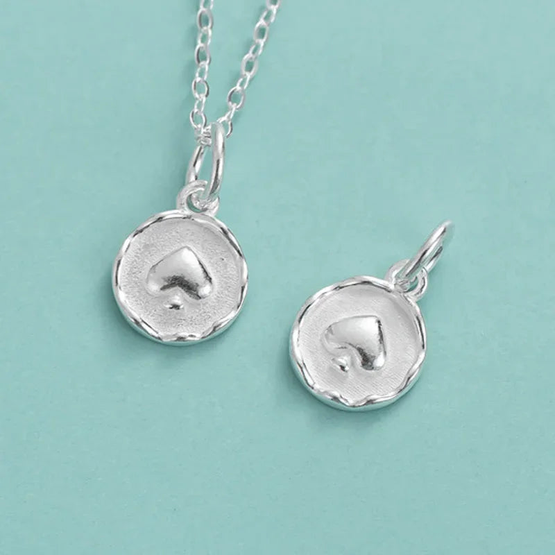TrustDavis Real 925 Sterling Silver Cute Round Heart Medallion Pendant Handmade DIY Necklace Accessories Fine Jewelry DZ1142