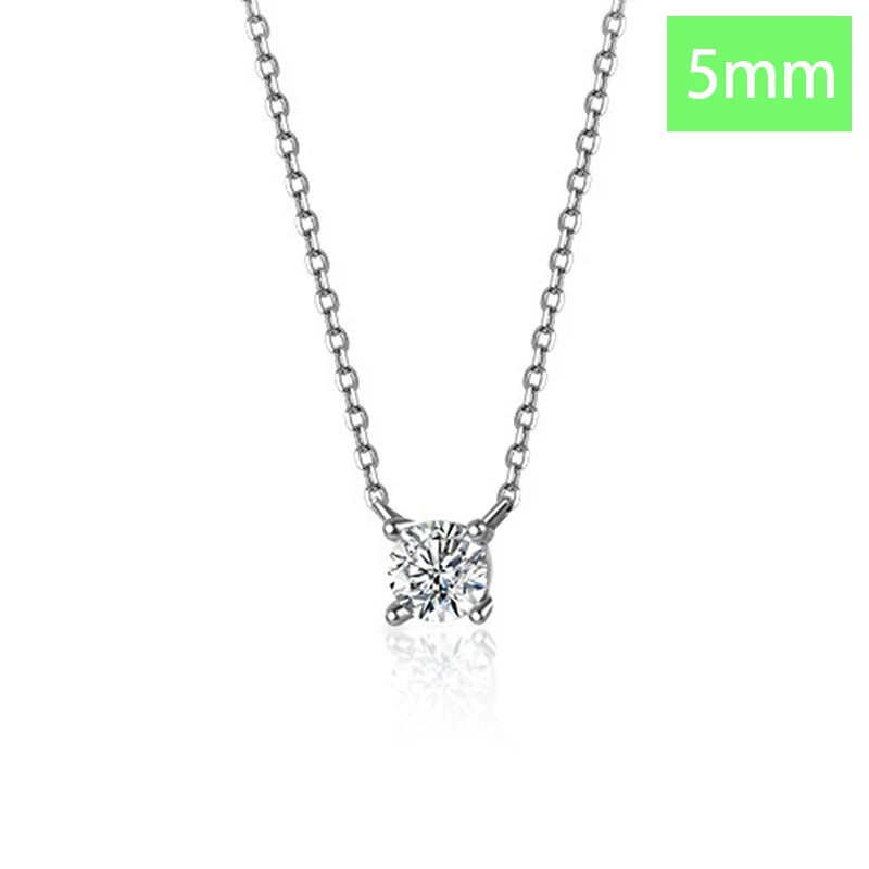 TrustDavis Real 925 Sterling Silver Fashion Sweet Four Clawed Diamond Inlay Necklace for Women Wedding Party S925 Jewelry DA1633