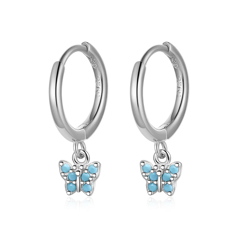 Hoop Earrings Charm Butterfly Zircon DS4116