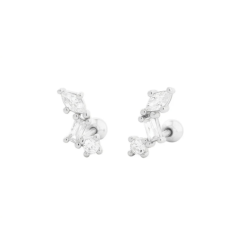 Irregular Zircon Stud Earrings for Women Daily Wear Jewelry Gift DS4991