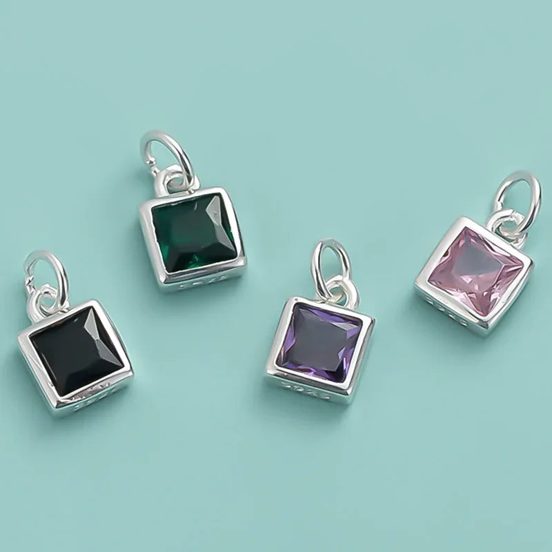 Square Zircon Pendant DIY Accessories Jewelry DZ1033