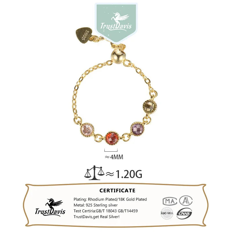 Fashion Elegant Colored Zircon Chain Ring DS4226