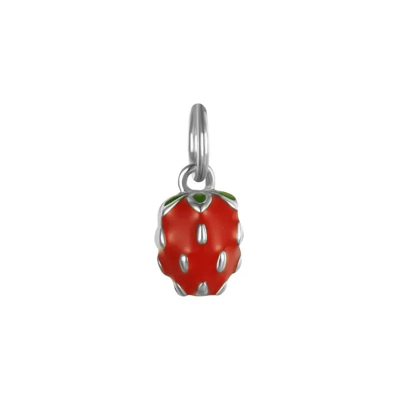 TrustDavis Real 925 Sterling Silver Personality Fashion Sweet Strawberry Charm Pendant Handmade DIY Accessories Jewelry HY013