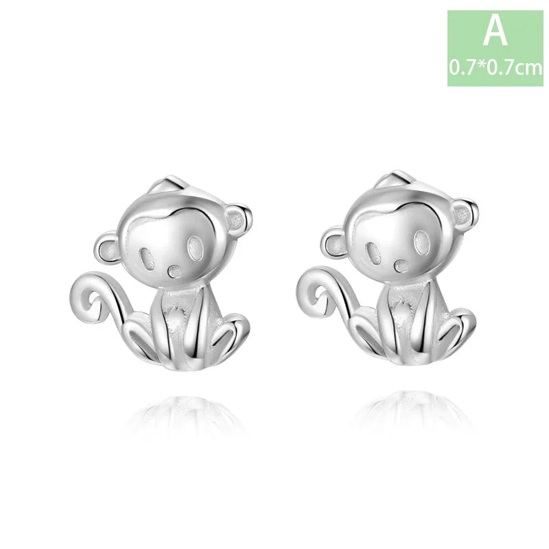 Trustdavis Real 925 Sterling Silver Chinese Zodiac Signs Screw Stud Earrings For Women Daughter Birthday Gift Jewelry DS4430