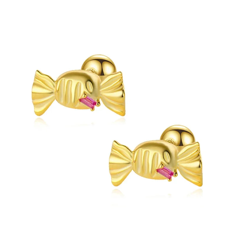 Real 925 Sterling Silver Simple Sweets Candy Stud Earrings DS4440