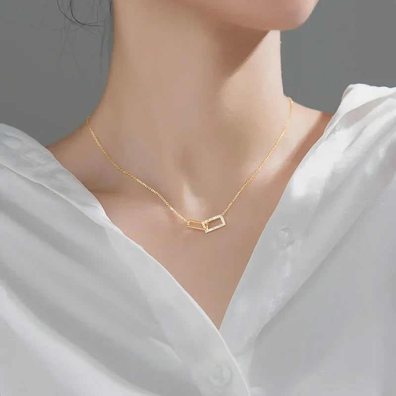 TrustDavis Real 925 Sterling Silver Sweet Double Round Heart Cross CZ Pendant Necklace For Women Wedding Fine Jewelry DA2486