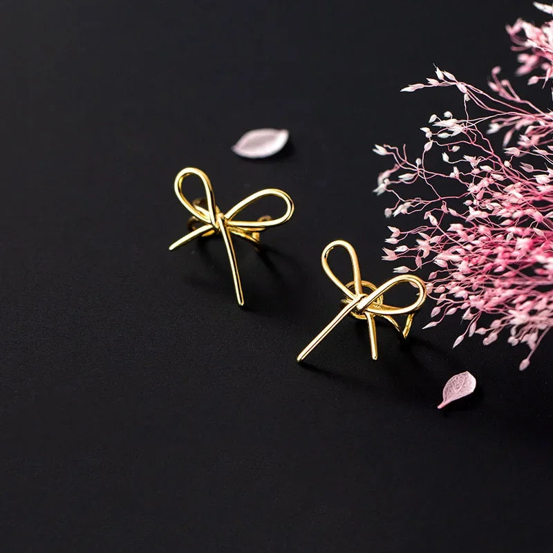 TrustDavis Fashion 925 Sterling Silver Bowknot Ear Cuff Clip on Earrings For Women Girl Without Piercing Earings Jewelry DB1186