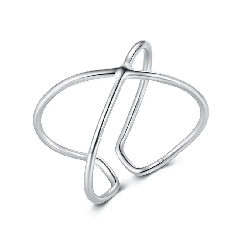 Double Line Opening Rings Elegant Cross Ring DS296