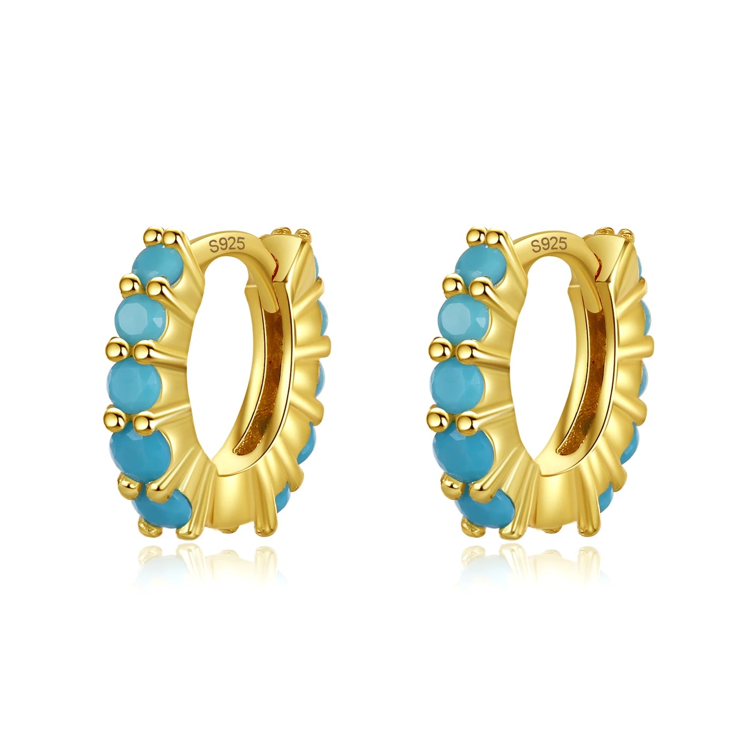 Real 925 Sterling Silver Fashion Sweet Colour Hoop Earring DA2691
