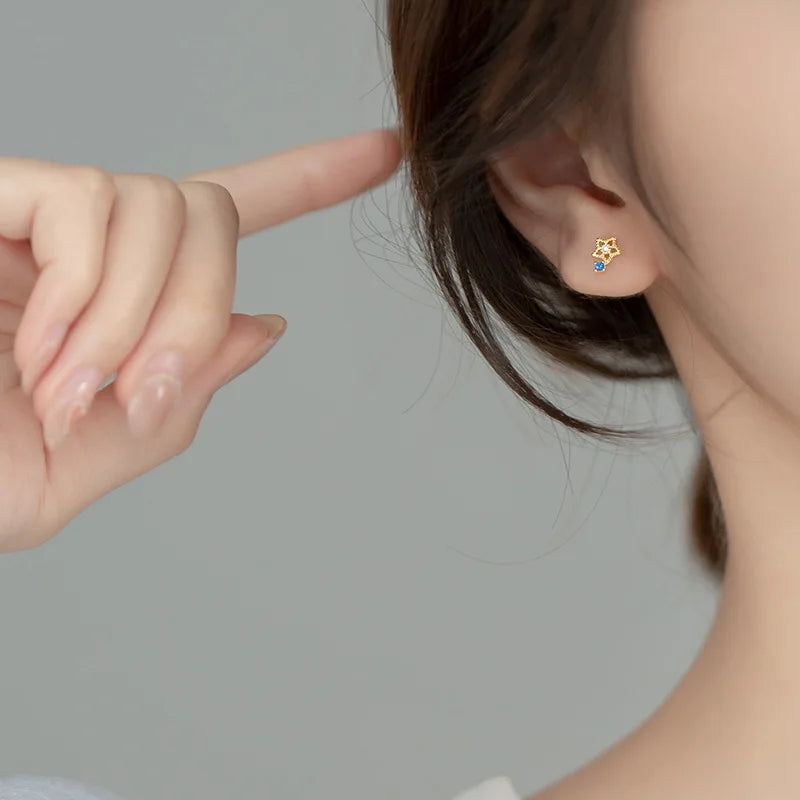 TrustDavis Real 925 Sterling Silver Fashion Sweet Mini Eye CZ Charm Stud Earrings For Women Wedding Party Fine Jewelry DB1303