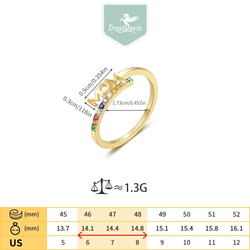 Letter Mom Colored Zircon Ring DS4830