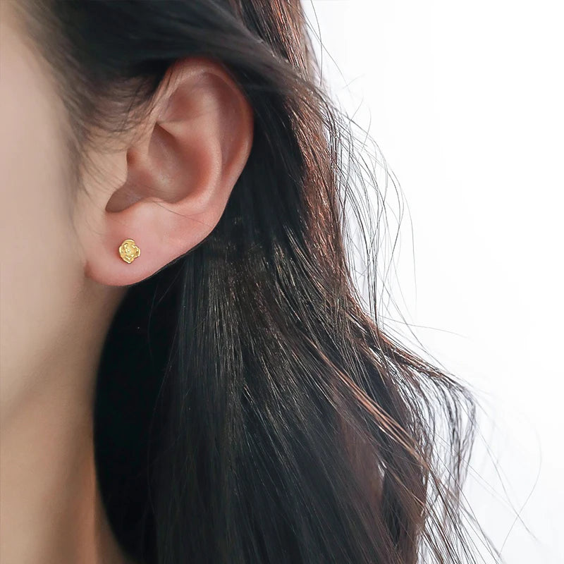 TrustDavis Real 925 Sterling Silver Minimalist Rose Flower Stud Earrings for Women School Party 925 Silver Jewelry Gift DS4647