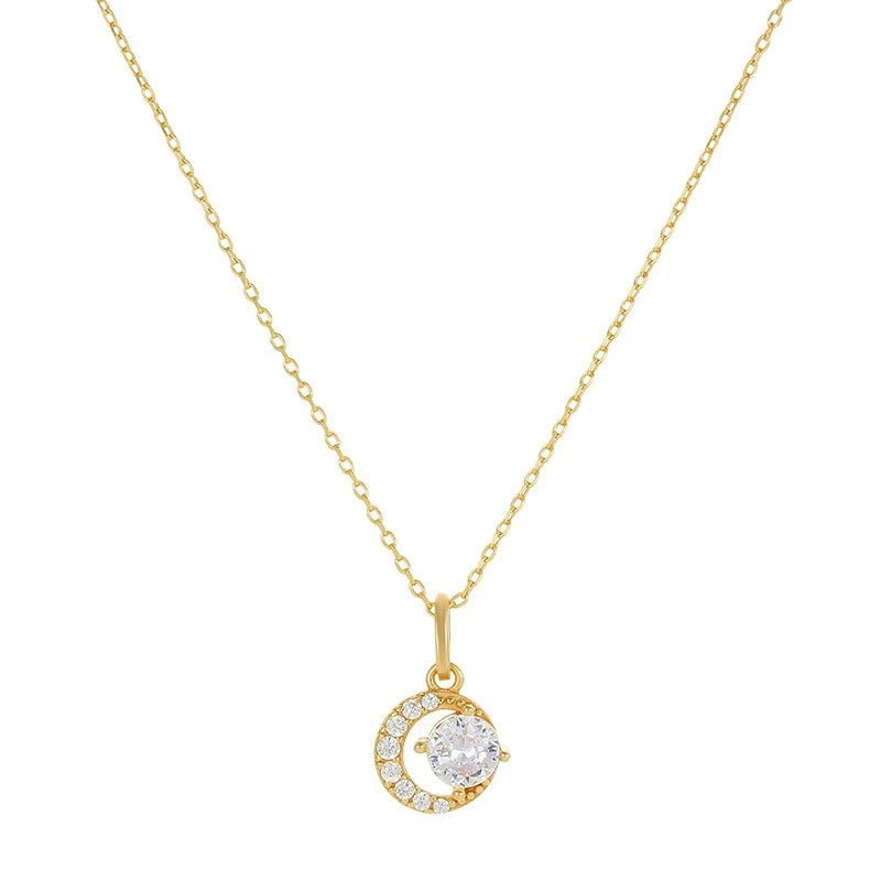 Moon Zircon Pendant Necklace DS4854