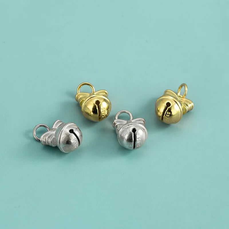 TrustDavis Real 925 Sterling Silver Sweet Bow Shaped Bell Pendant Handmade DIY Necklace Bracelet Accessories Fine Gift DZ1644