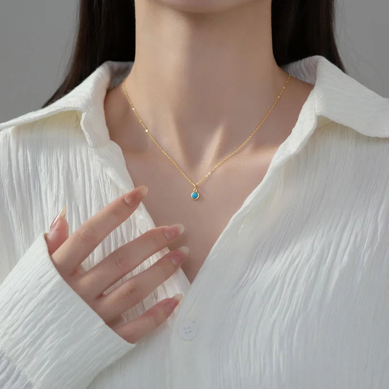 TrustDavis Real 925 Sterling Silver Charm Necklace Round Pendant Birthday Gift for Women Daughter Fine Jewelry DS4048