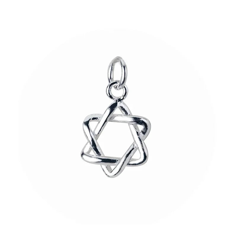 TrustDavis Real 925 Sterling Silver Fashion Hexagram Star Pendant Handmade DIY Necklace Accessories Jewelry Wholesale HY739