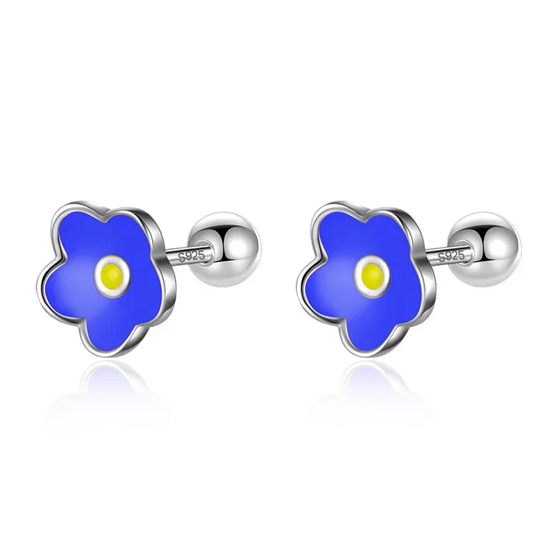 Flower Screw Stud Earrings DF362