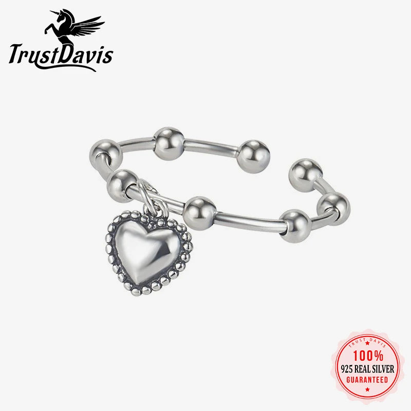 100% 925 Real Sterling Silver sweet Heart Ring DA3234