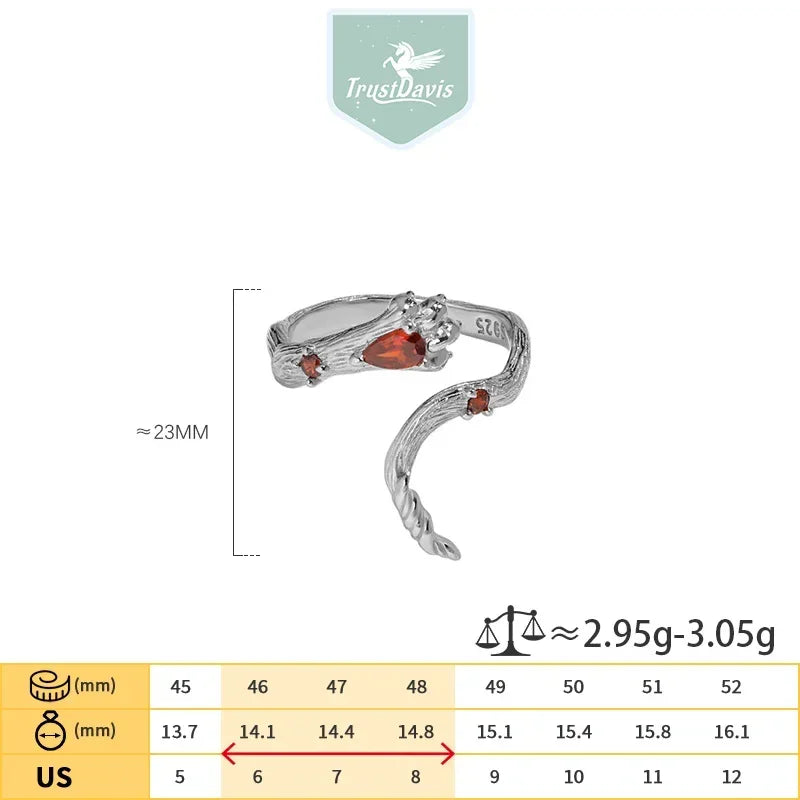 TrustDavis S925 Solid Sterling Silver Cute Cat Claw Cocktail Opening Ring for Women Grils Party Fine Jewelry Wholesale DS3863