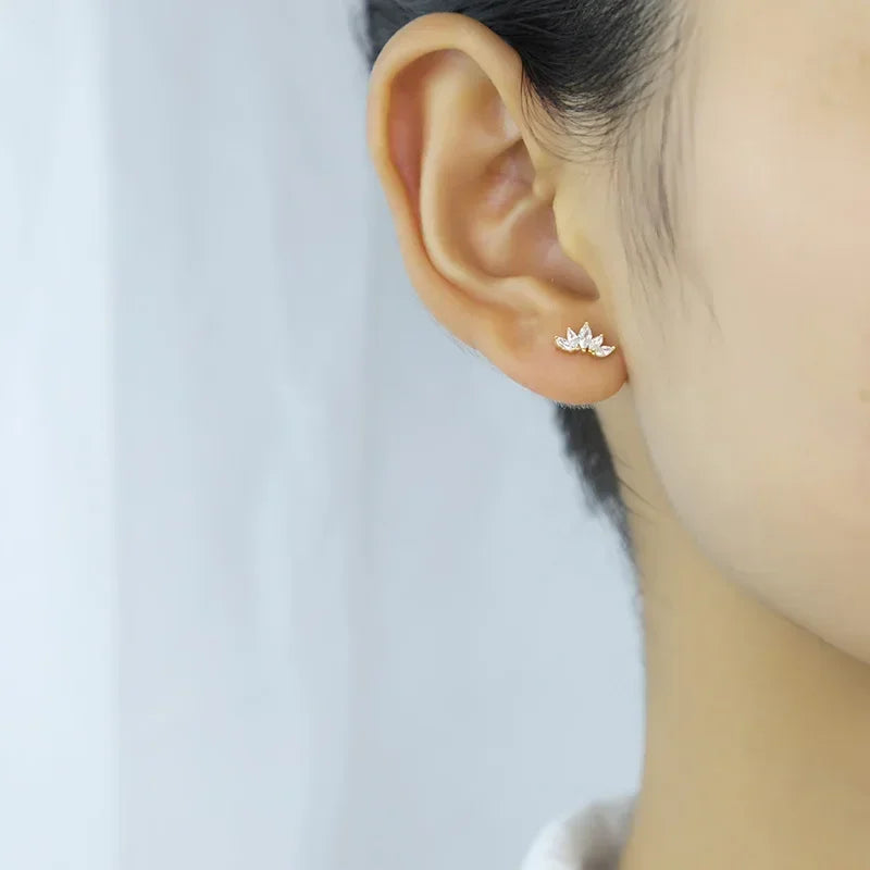Shiny Zircon Wings Stud Earrings L077