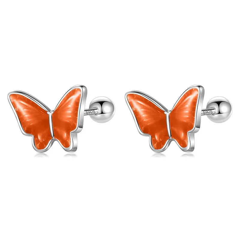 Colour Glaze Insect Butterfly Screw Earrings DF327
