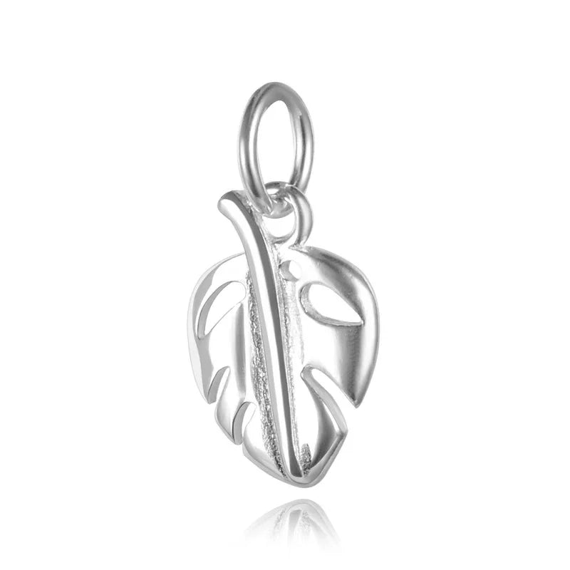 TrustDavis Real 925 Sterling Silver Fashion Sweet Hollow Leaves Charm Pendant Handmade DIY Accessories Jewelry Wholesale DZ134