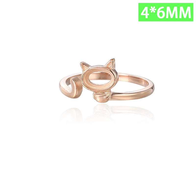 cat ring 3 4 5 6 empty bracket handmade DIY jewelry DZ1690