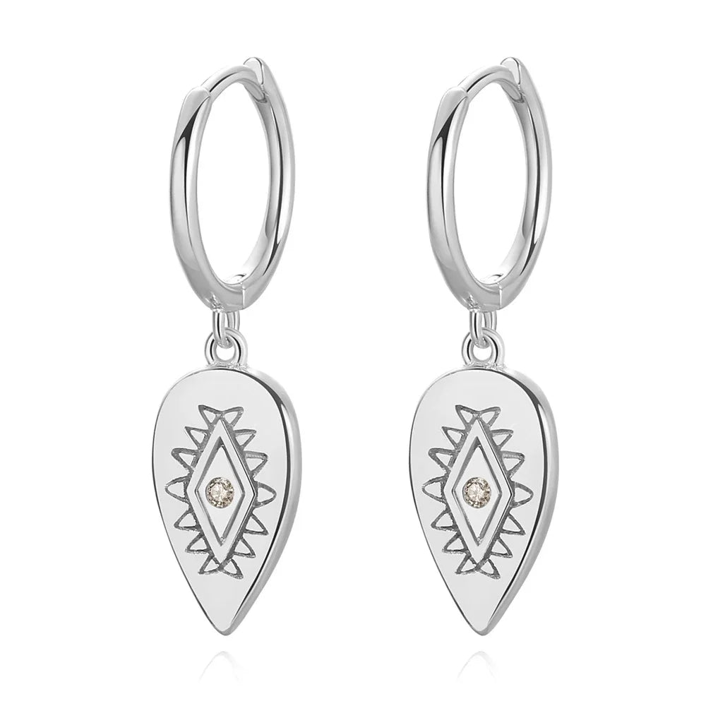Geometry Water Drop Eyes Dangle Hoop Earring DA872