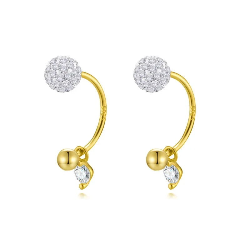 TrustDavis Real 925 Sterling Silver Fashion Unique Ball CZ Screw Stud Earrings For Women Wedding Party Fine S925 Jewelry DA2440