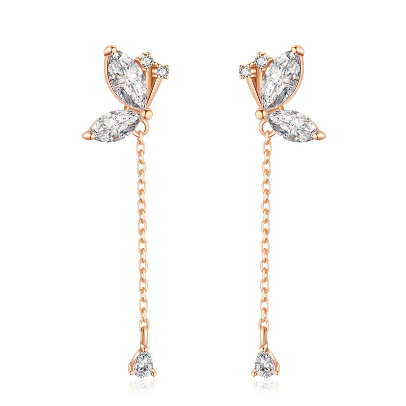 Butterfly Dazzling Chain Stud Earrings DT08